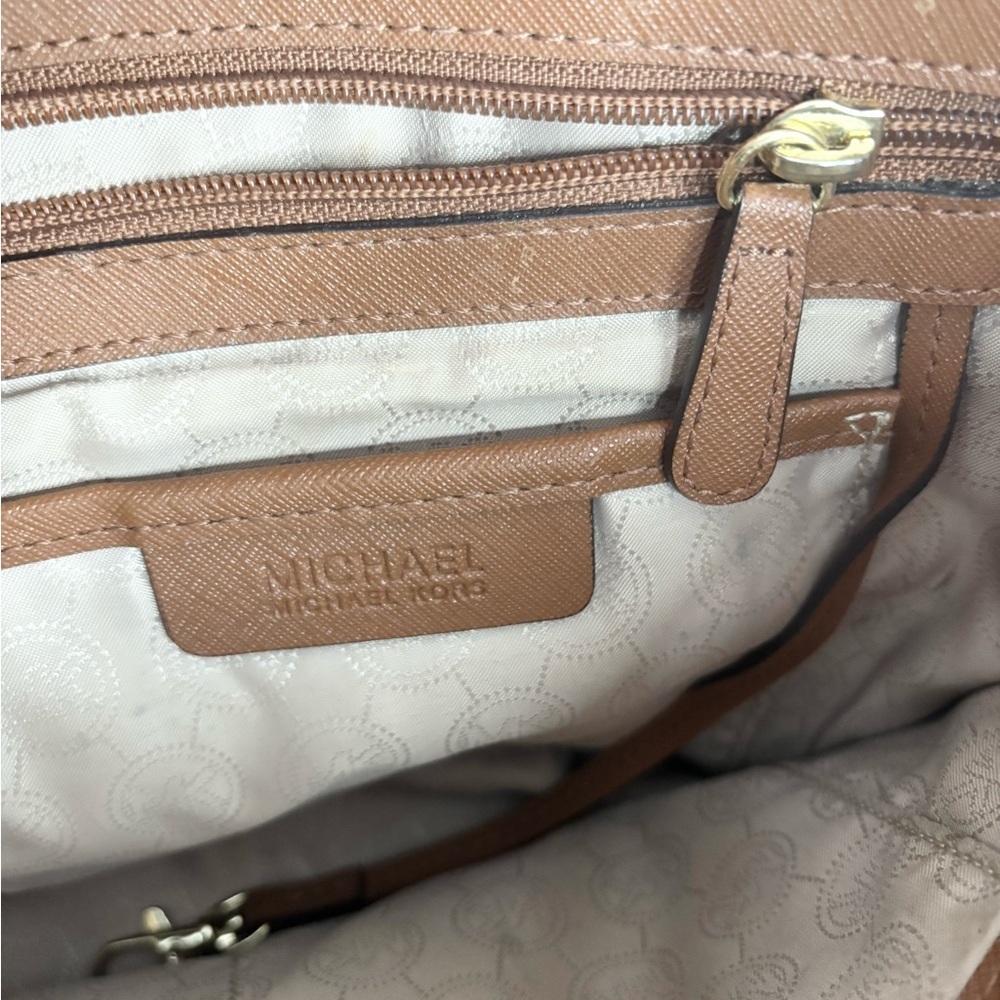 Michael Kors brown Saffiano leather Jet Set Top-Zip Tote bag - Picture 11 of 16